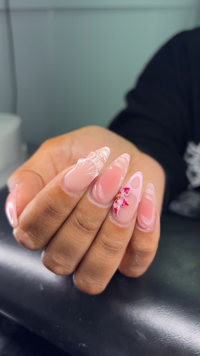 Almond Pink with 3D Flowers